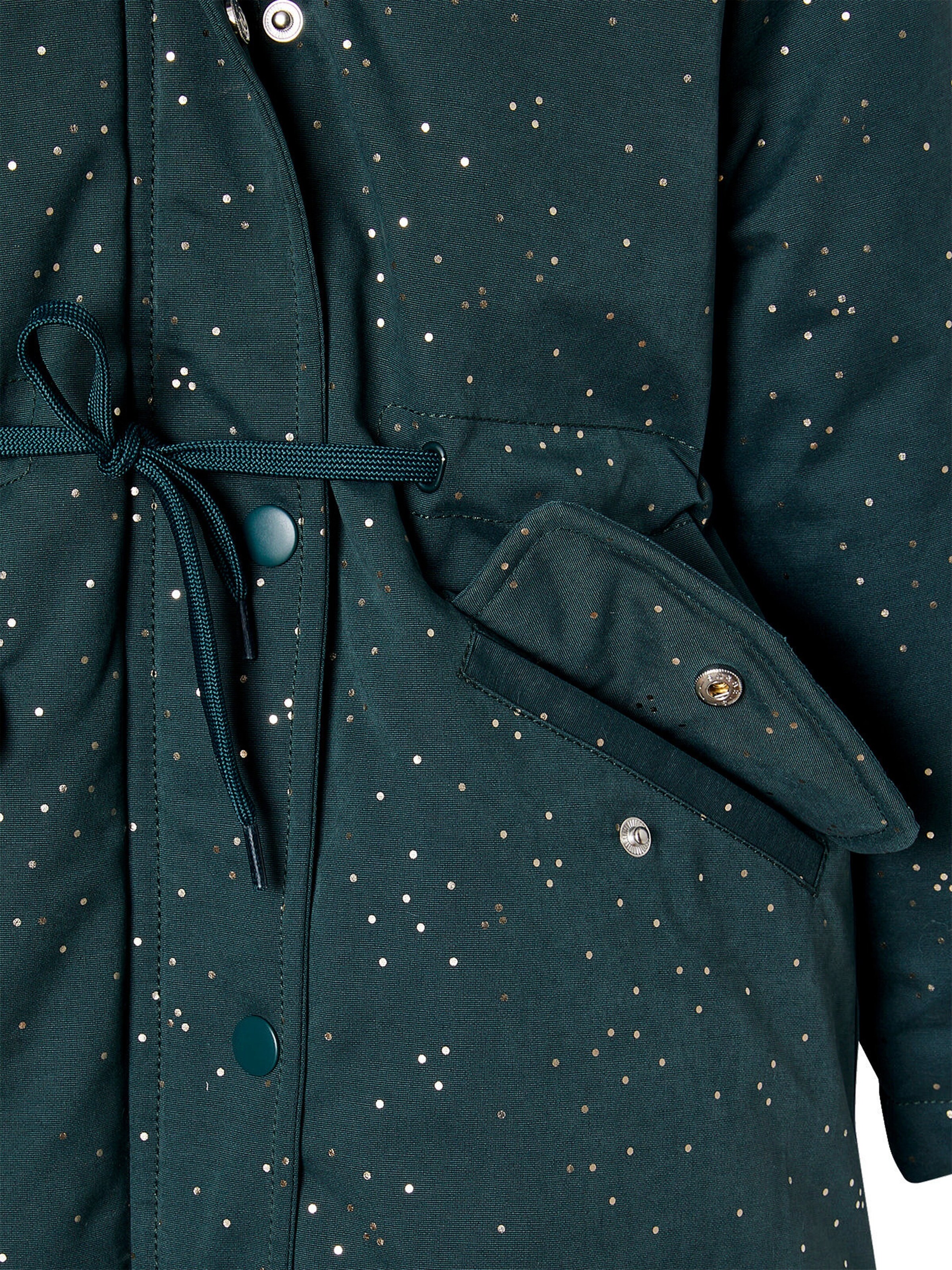 Vertbaudet Warme Mädchen Winterjacke mit Glitzer und Webpelz, Recycling-Wattierung smaragdgrün