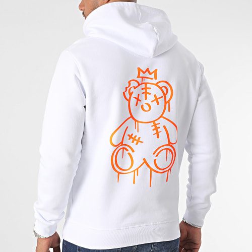 Sweat Capuche Nounours King Blanc Orange