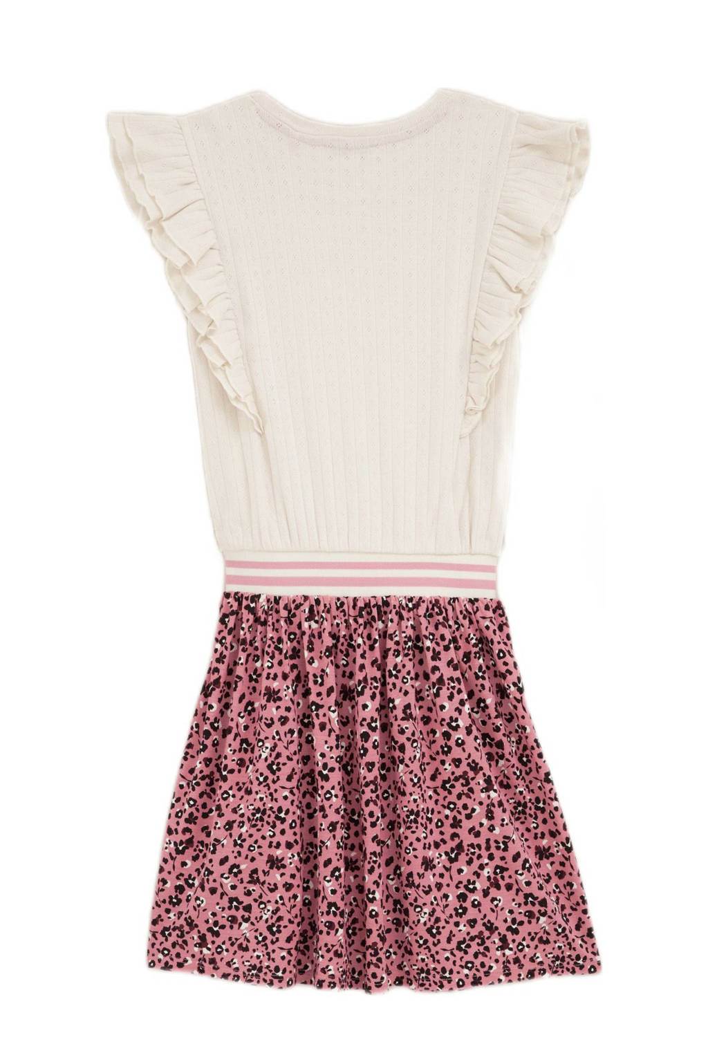 WE Fashion jurk met all over print ecru