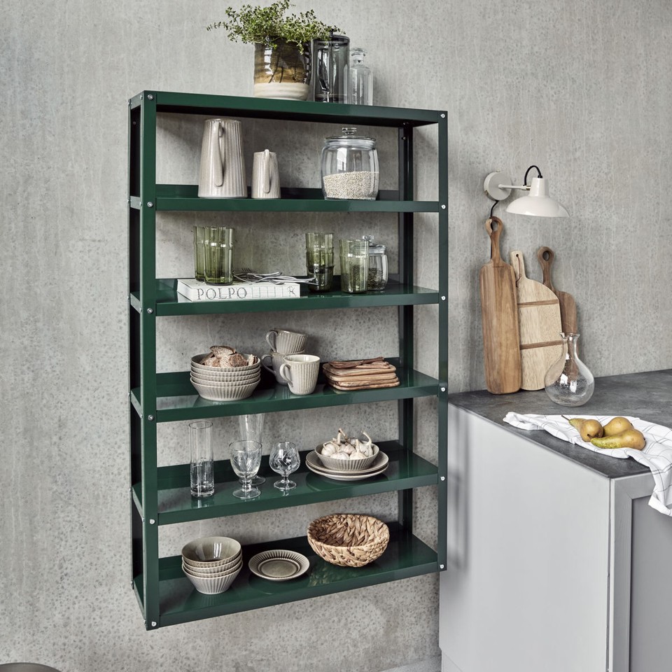 House Doctor - Reol, HDUse - Mørkegrøn - l: 80 cm, h: 128 cm, d: 22 cm