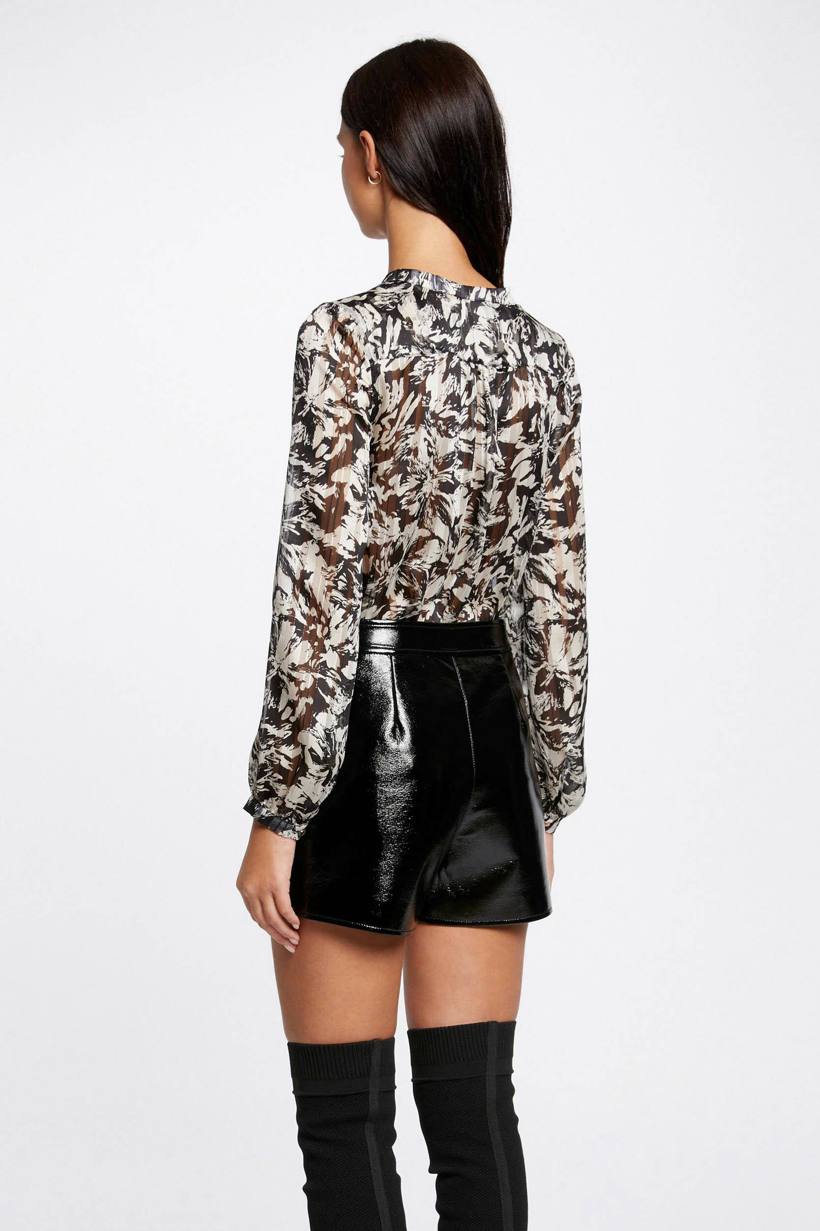 Morgan gebloemde semi-transparante blouse ecru/ zwart