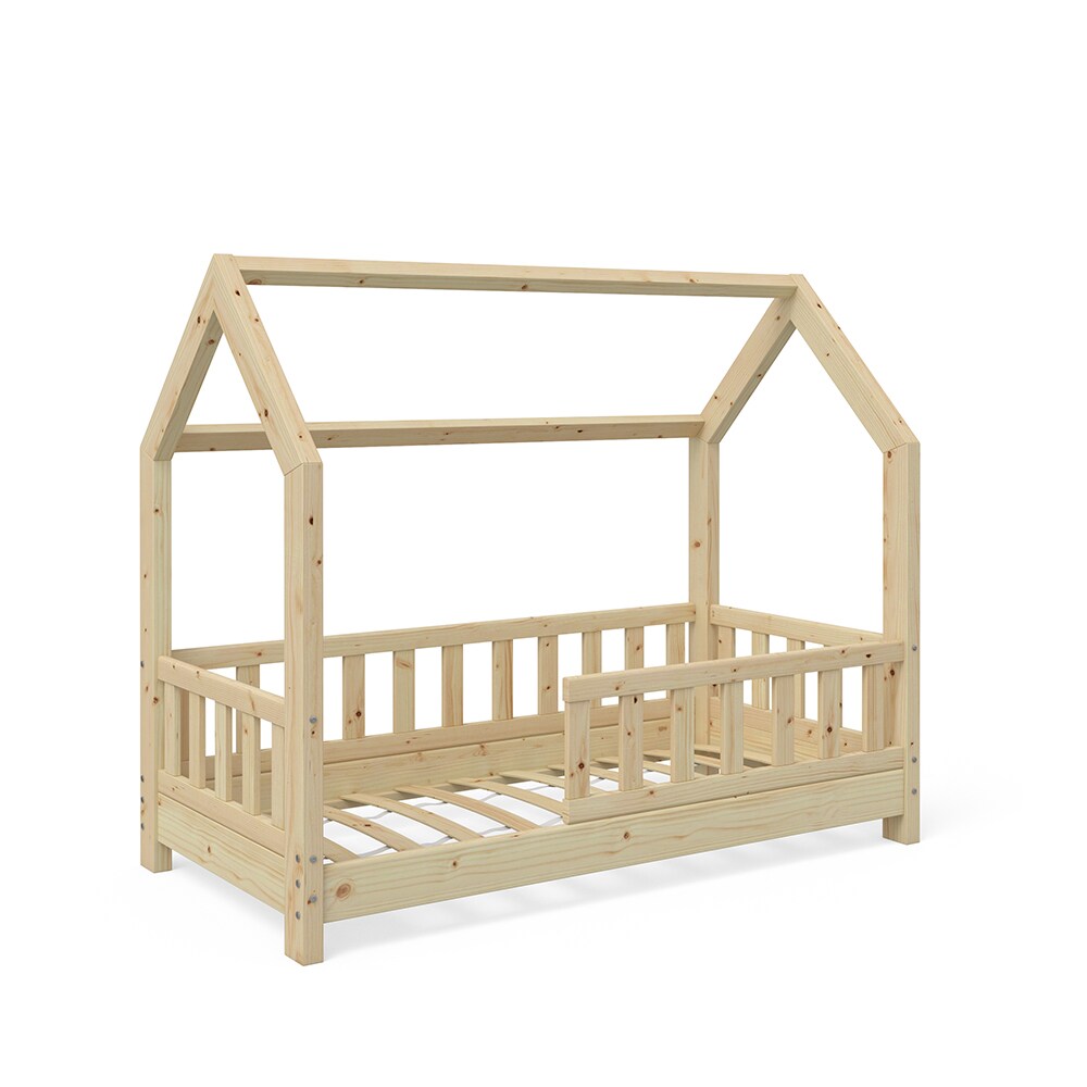 VitaliSpa Kinderbett Kinderhaus Bett Holz Zaun Schlafen Spielbett Hausbett 70x140cm