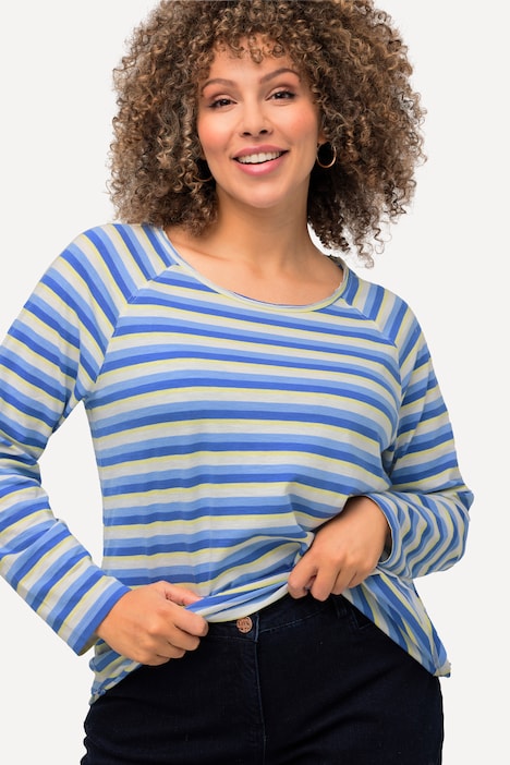 Shirt, Ringel, A-Linie, Rundhals, Langarm