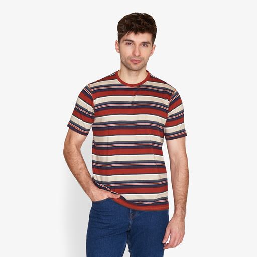 Signal Paw Striped T-shirt, Red Henna, XL