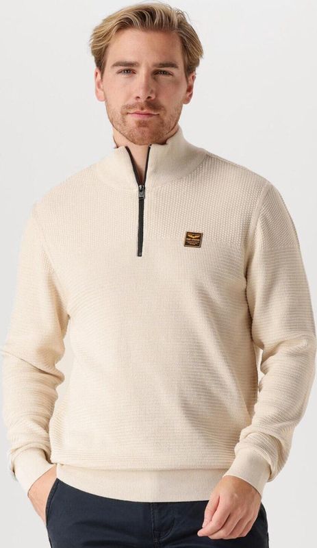 PME Legend Half Zip Collar Cotton Mouline Truien & Vesten Heren - Sweater - Hoodie - Vest- Zand