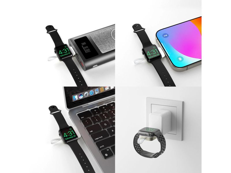 4smarts Ladekabel VoltBeam Kabelloses Ladegerät für Apple Watch mit USB-C Verlängerung
