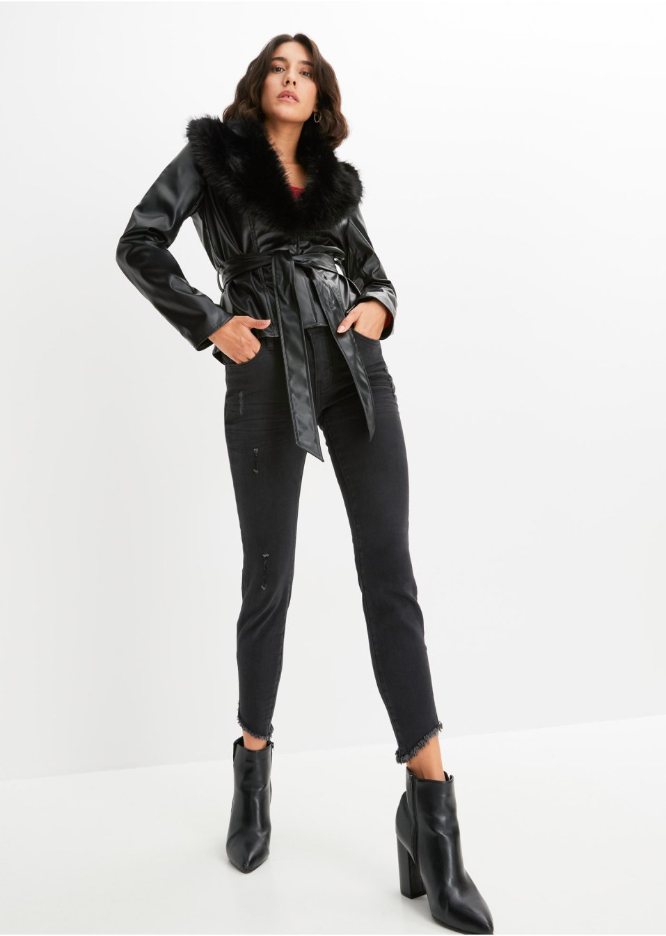 Veste avec col en synthétique