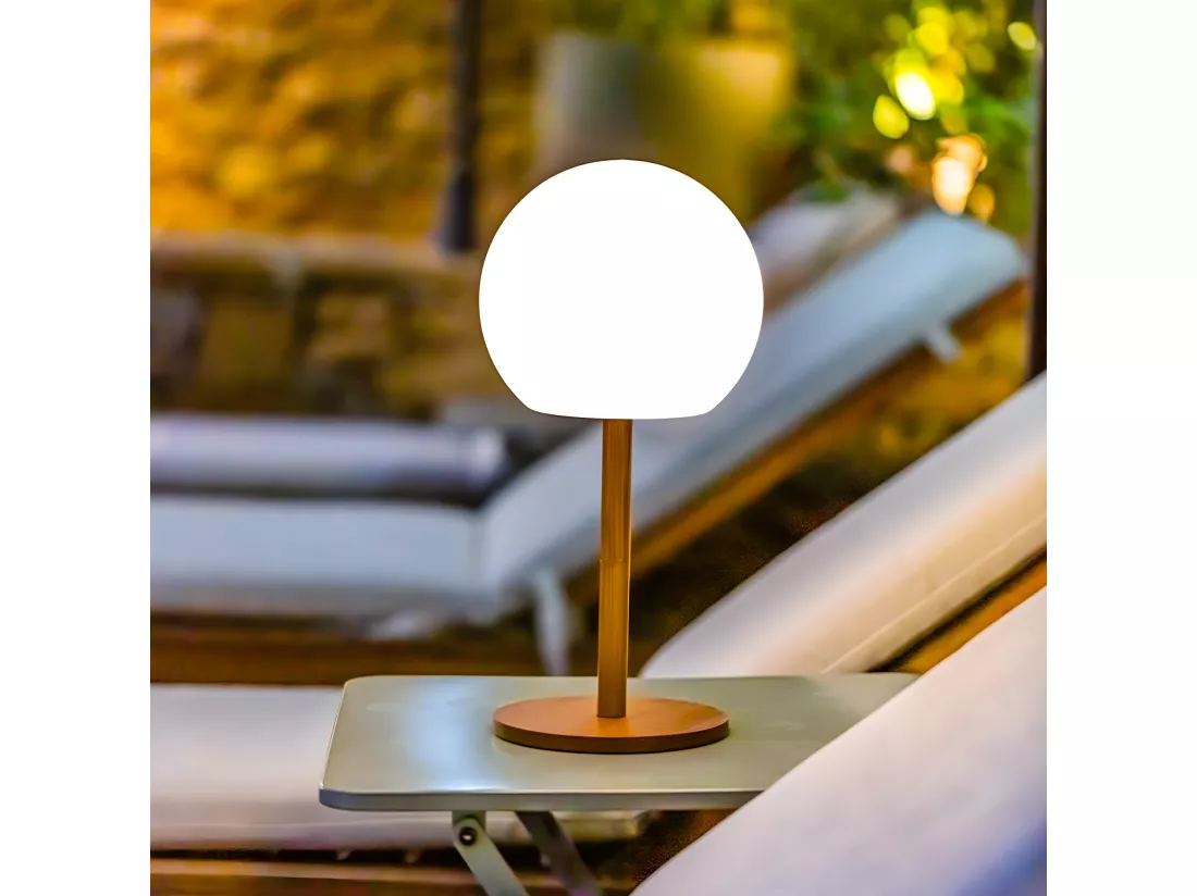 Lampe de table LED LUNY Bois Bambou H28CM