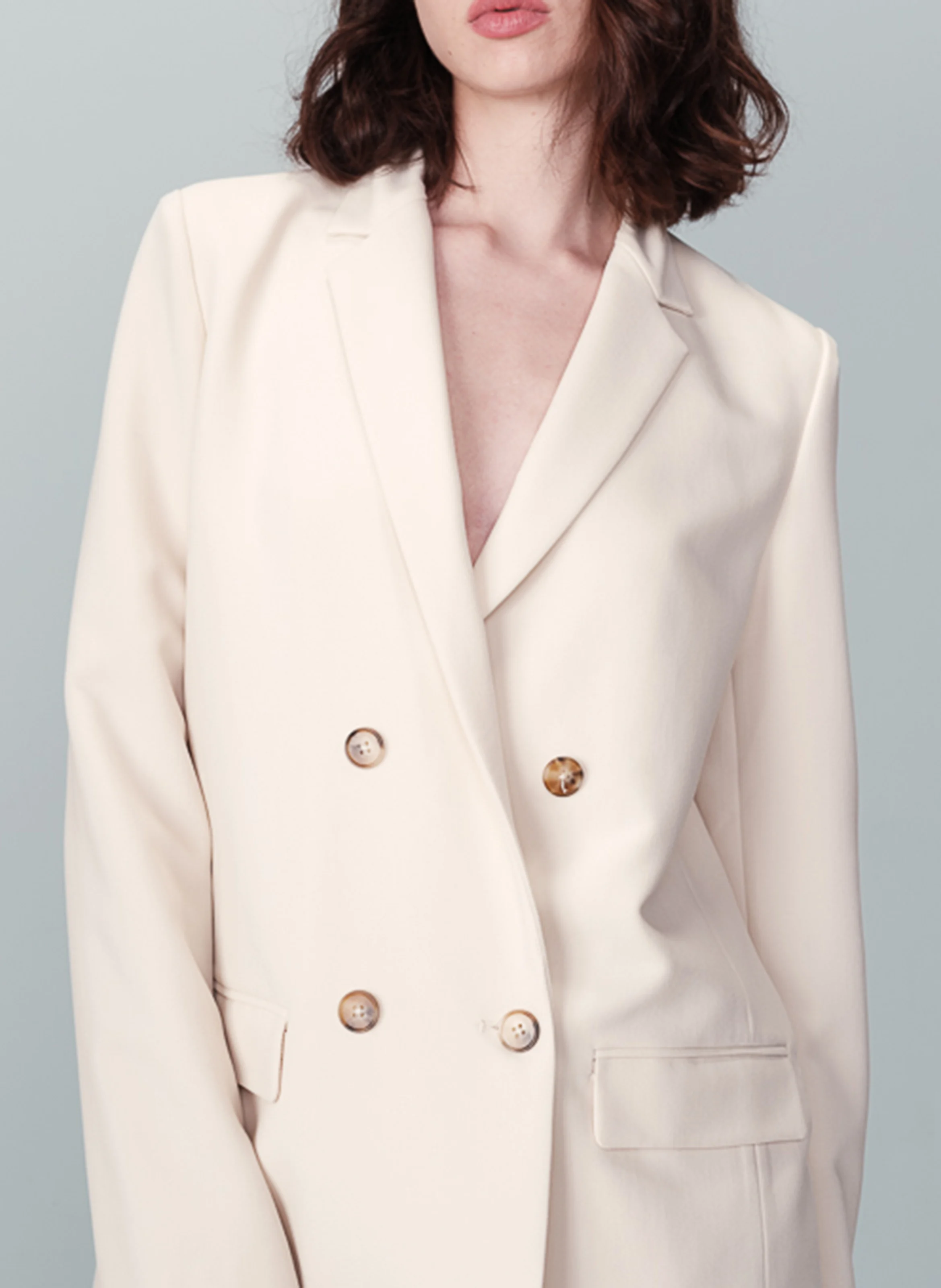 NOIX - Blazer droit à double boutonnage| Beige