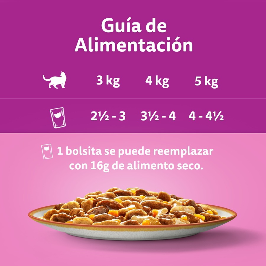 4 sachês de 85g de molho Whiskas Tasty Mix Country Collection para gatos.