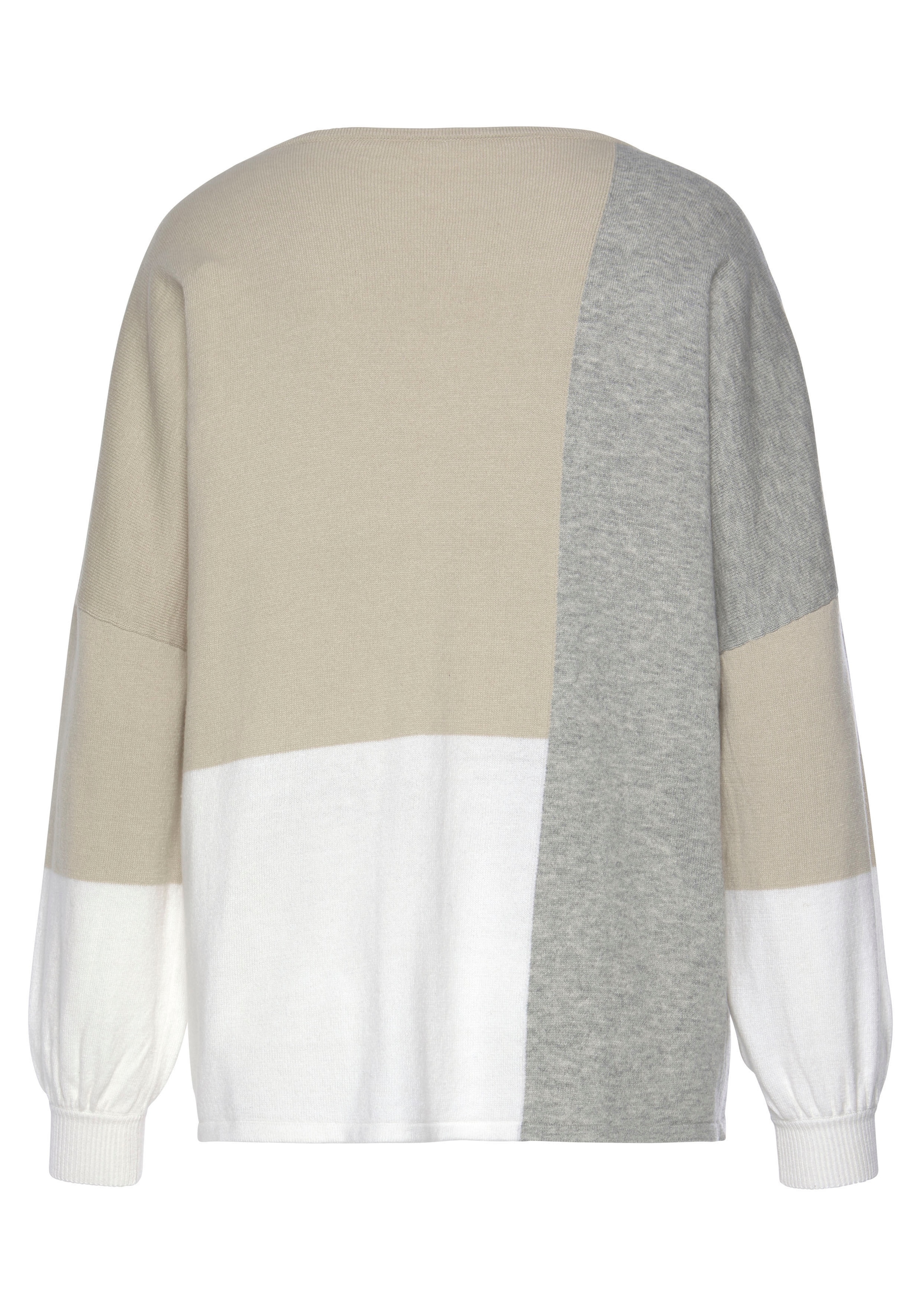 LASCANA Rundhalspullover , mit Colorblock-Optik, Damenpullover, Baumwolle, locker und kaschierend