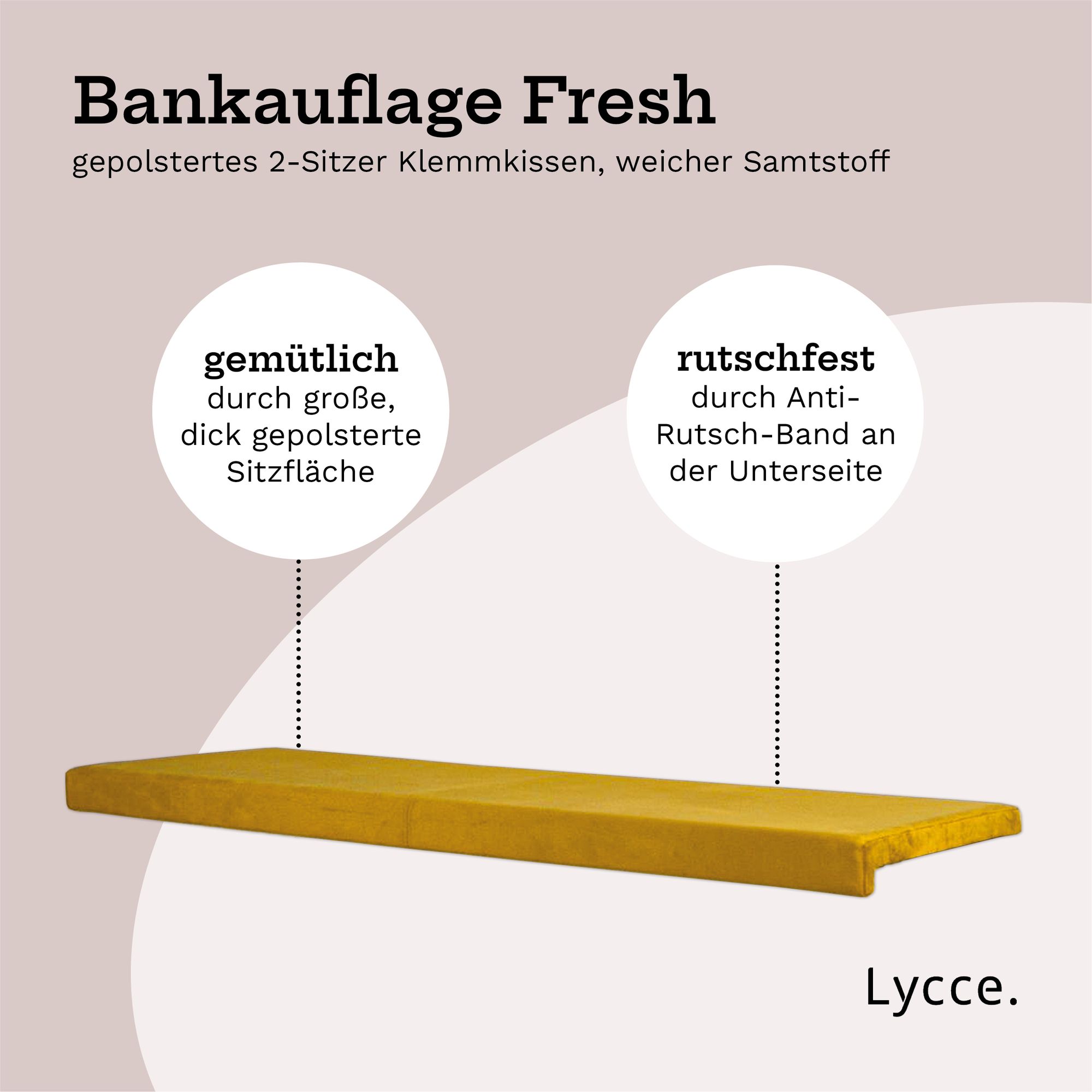 Lycce L Klemmkissen Sitzkissen mit 1 Leiste, Samt FRESH, Breite 1,15m