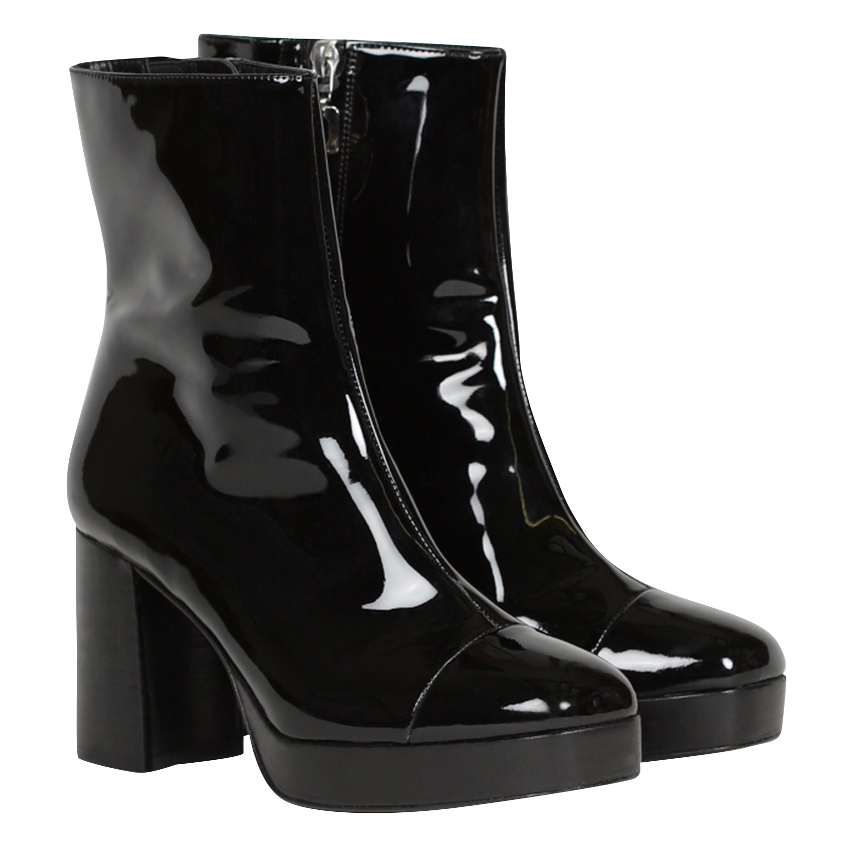 CLUB - Bottines en cuir vernis| Noir