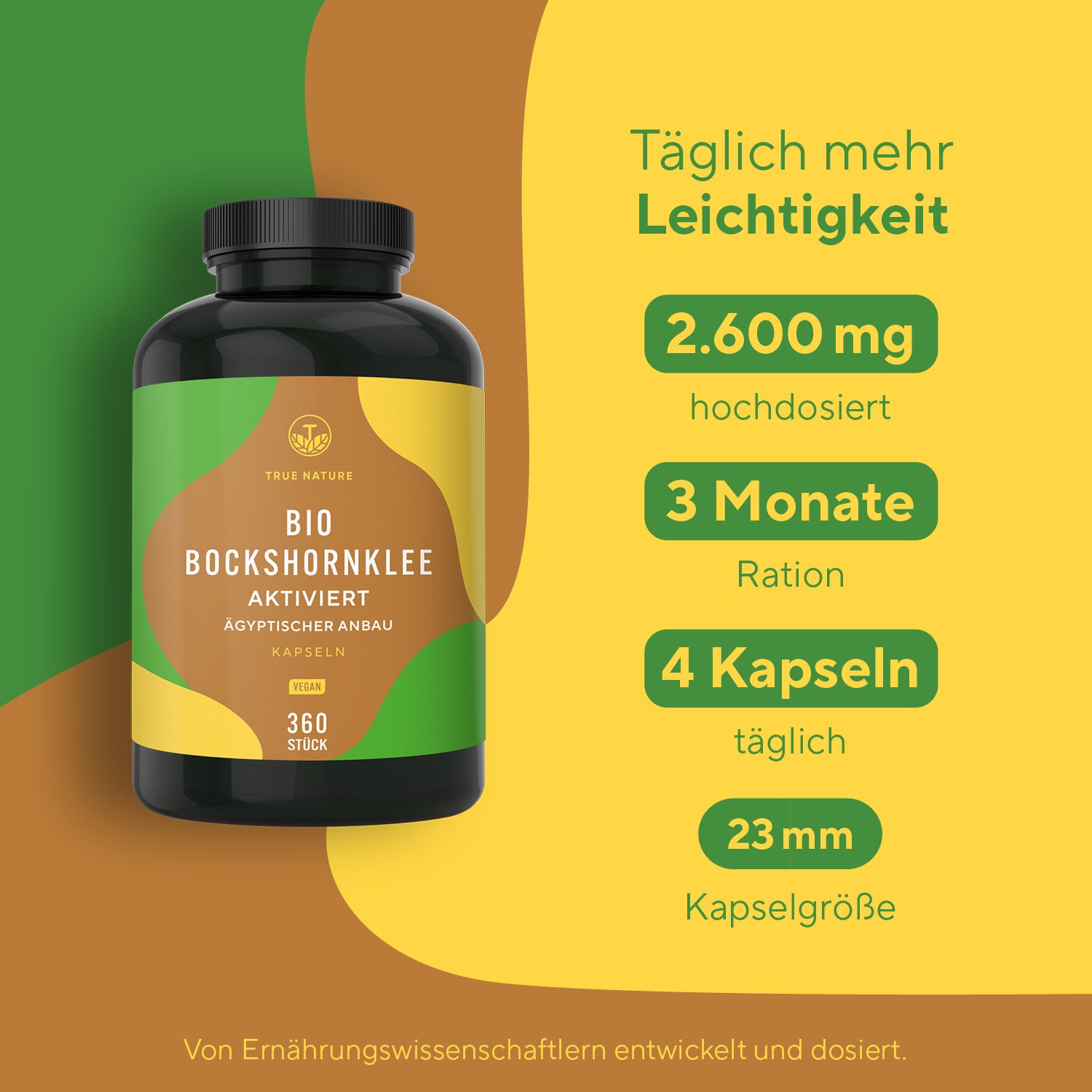 TRUE NATURE® Aktivierte Bio Bockshornklee Kapseln - Vegan & Made in Germany