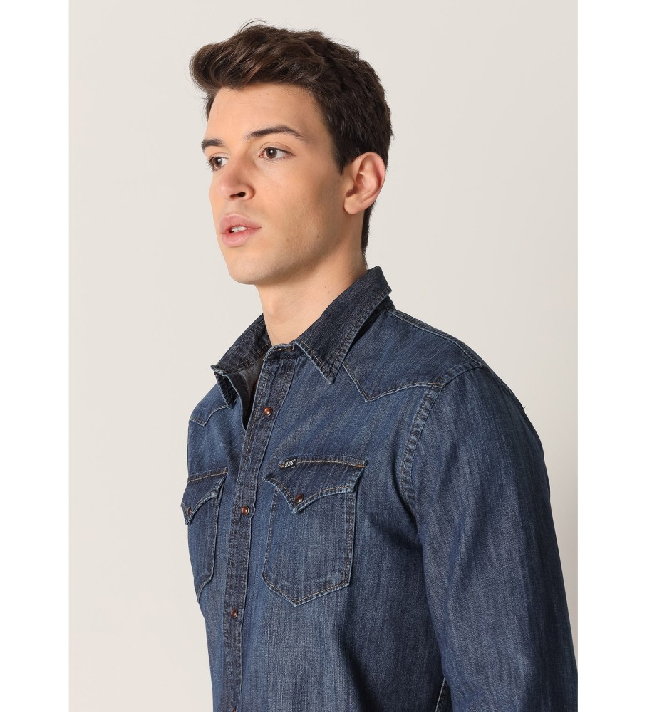 Camisa jeans de manga comprida Six Valves Navy