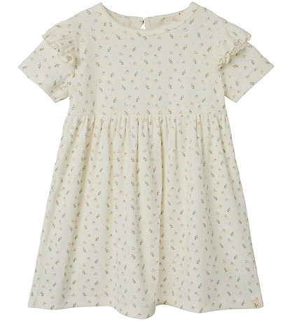 Lil' Atelier Kleid - Rib - NmfGago - Coconut Milch m. Blumen