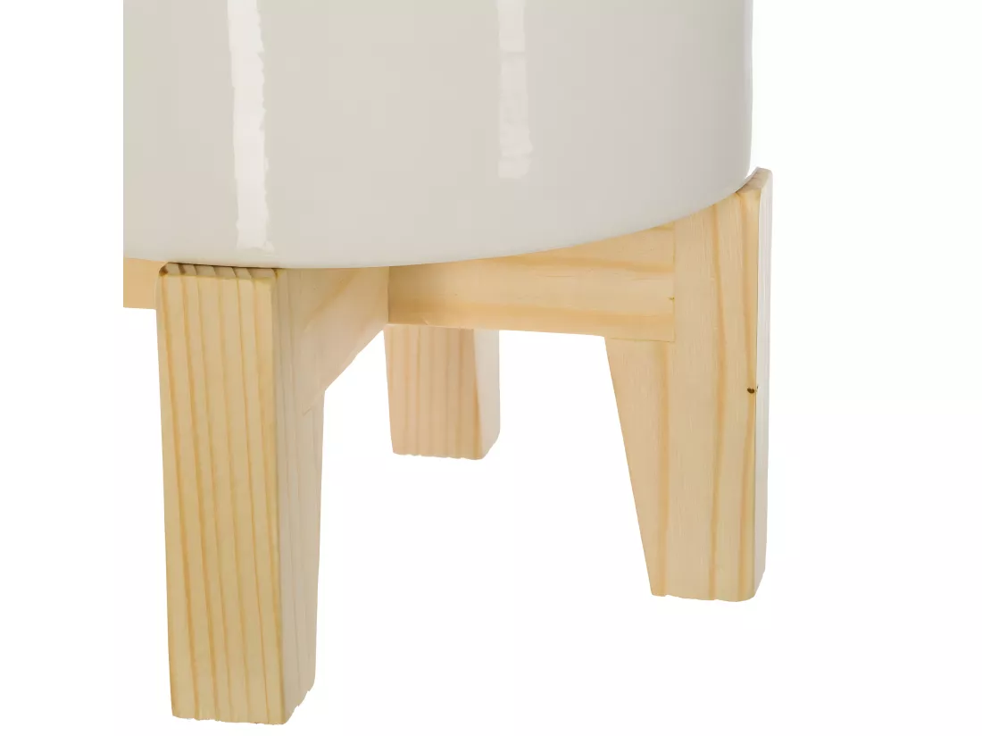 Plante artificielle Palmier dans un pot en céramique pied en bois H 72 cm
