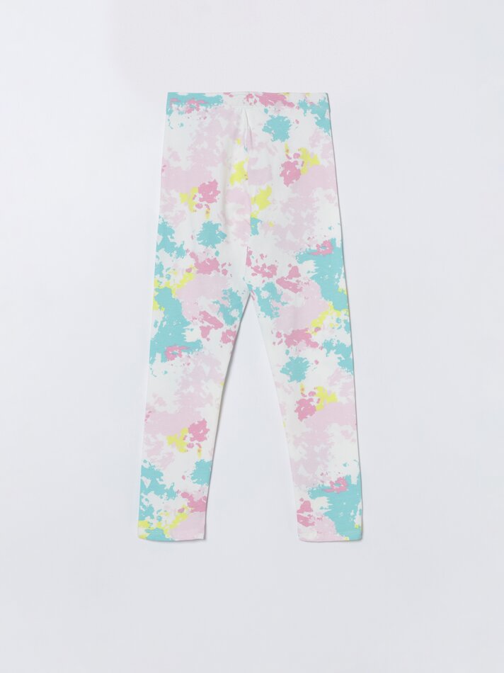 Conjunto de 2 leggings compridas básicas, lisas e estampadas - Rosa