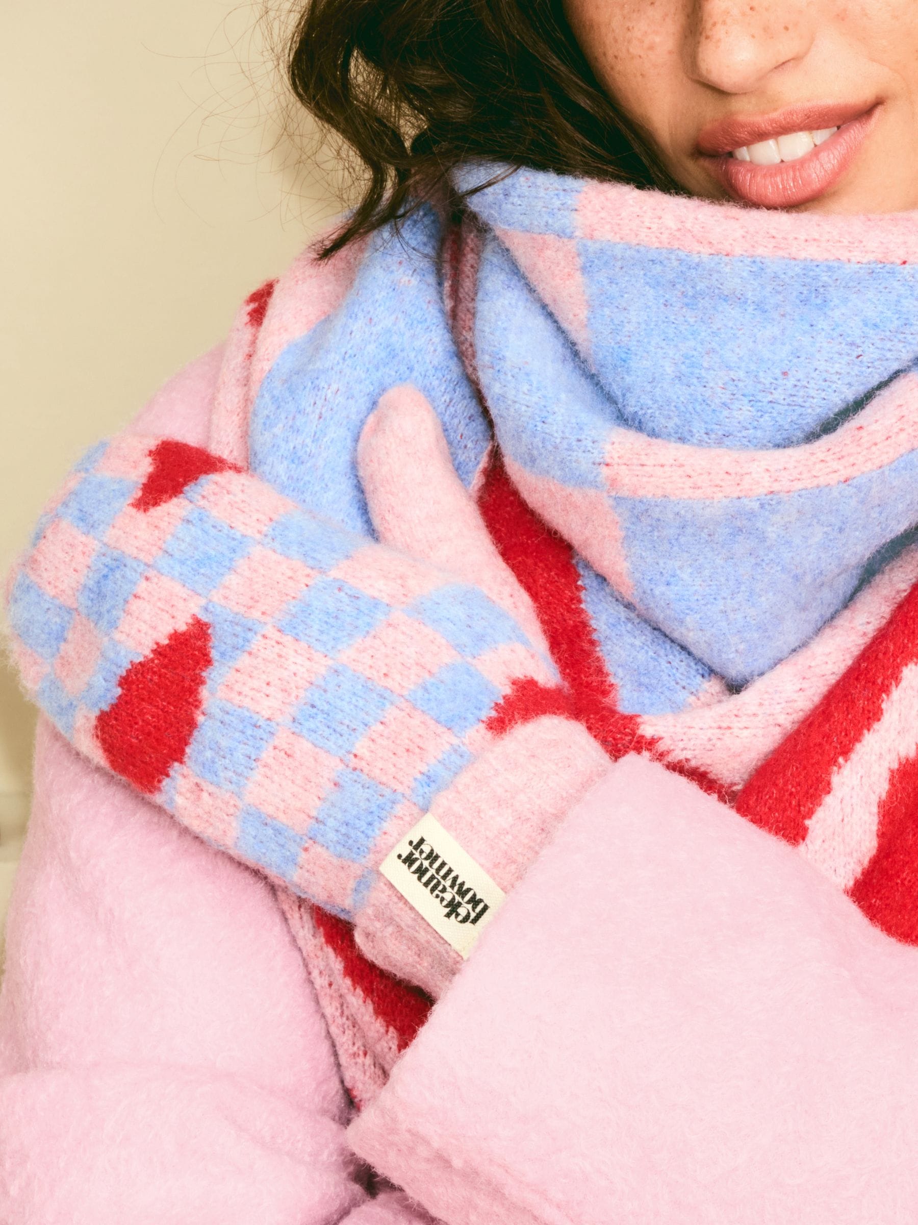 Wit/zwart - Eleanor Bowmer Checkerboard Lips Mittens