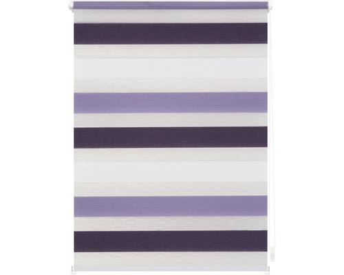 Lichtblick dubbel rolgordijn, zonder boren, violet-paars-wit, 45x150 cm, inclusief klembeugels