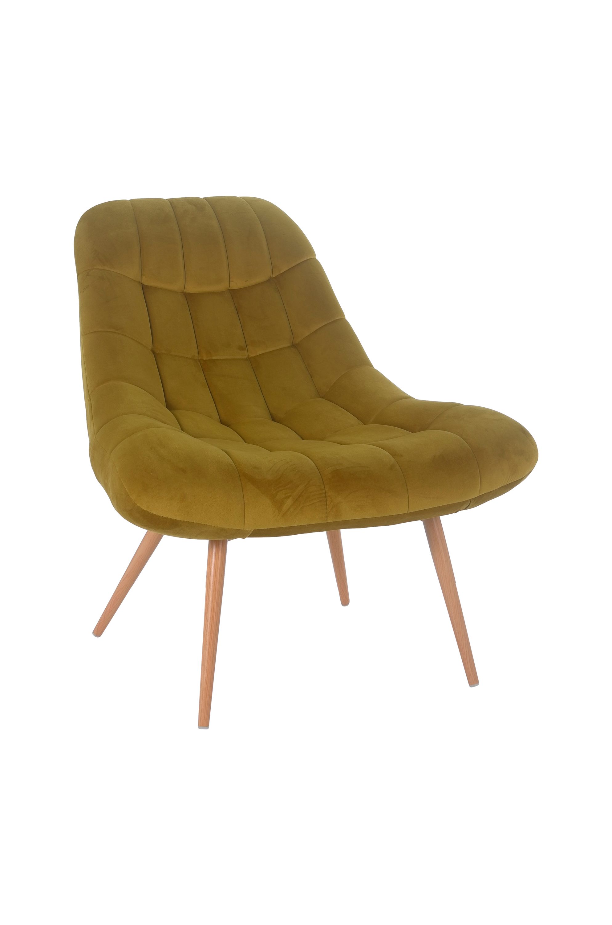 Sessel XXL Samt gelb Holzoptik Relaxsessel PolstersesselLoungesessel