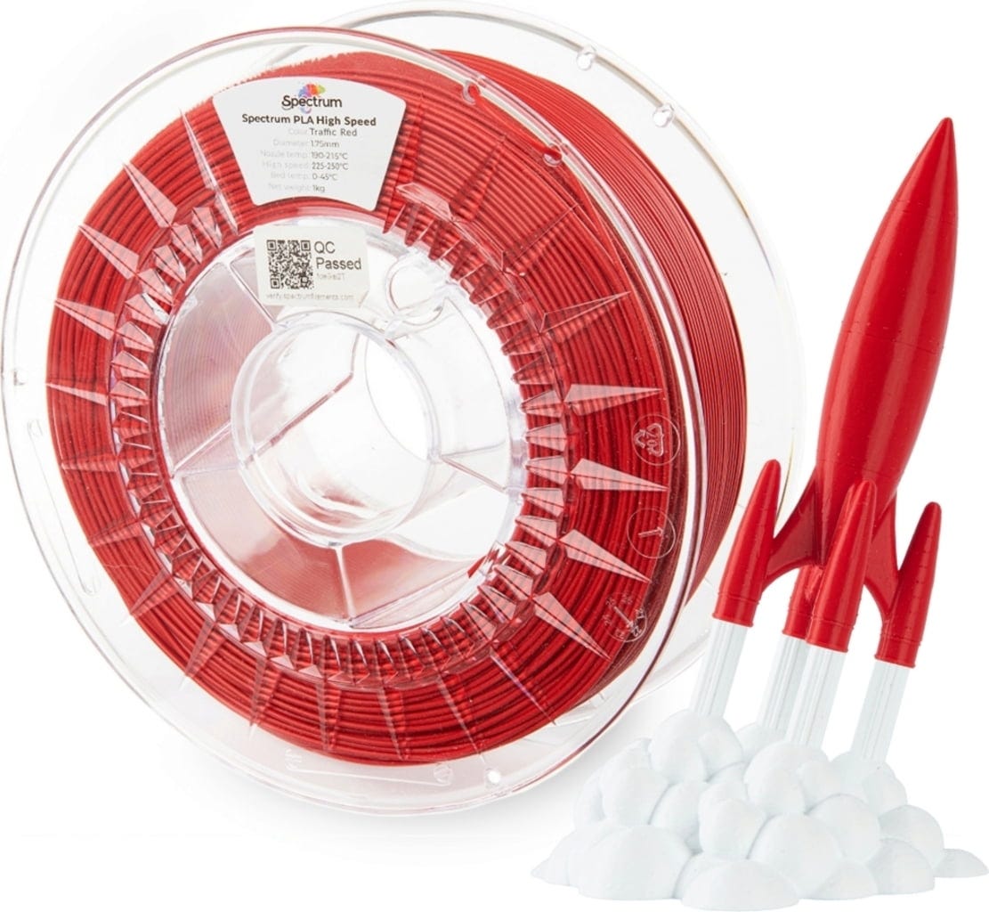 Spectrum  Premium PLA High Speed Traffic Red, 1,75 mm / 1000 g    PLA Material speziell für den Hochgeschwindigkeitsdruck