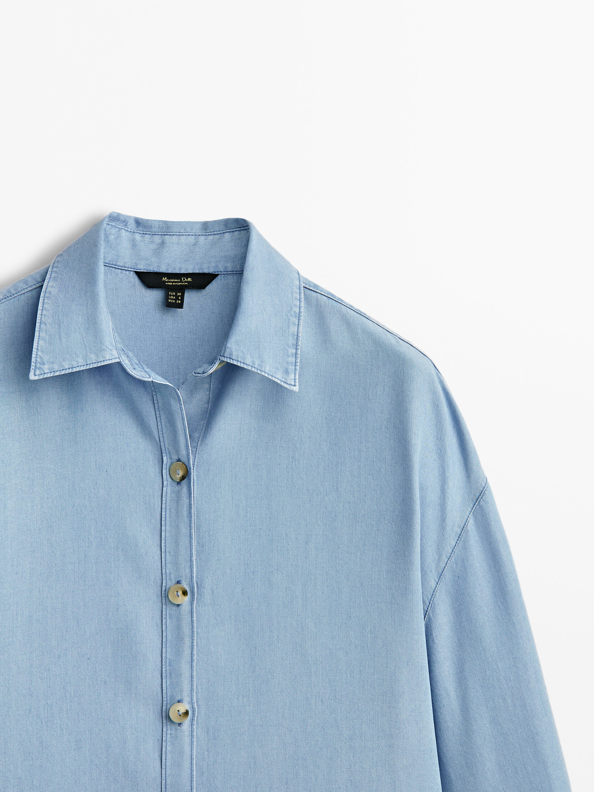 Camisa fluida com efeito jeans - AZUL MÉDIO