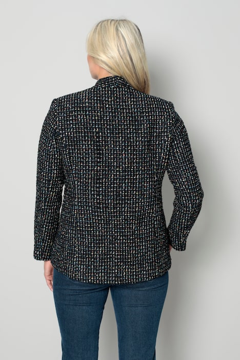 Bouclé-Blazer, figurumspielend, Multicolor-Muster, Schmuckknöpfe