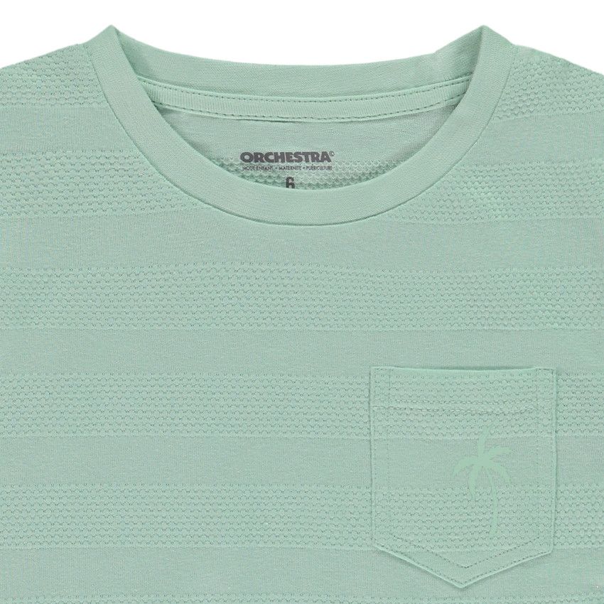 T-shirt manches courtes uni effet bandes texturées pour garçon - Vert
