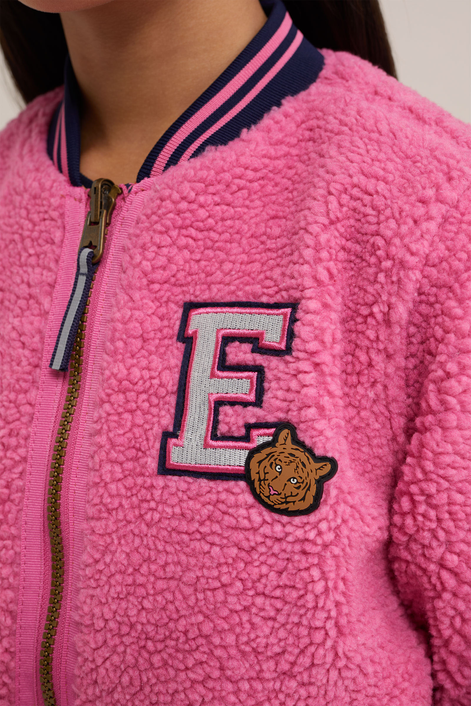 Meisjes reversible bomberjack met dessin WE Fashion Roze