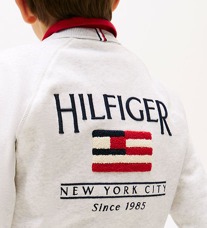 Tommy Hilfiger Sweatshirt - Flagge Lässig - Snow White Heather