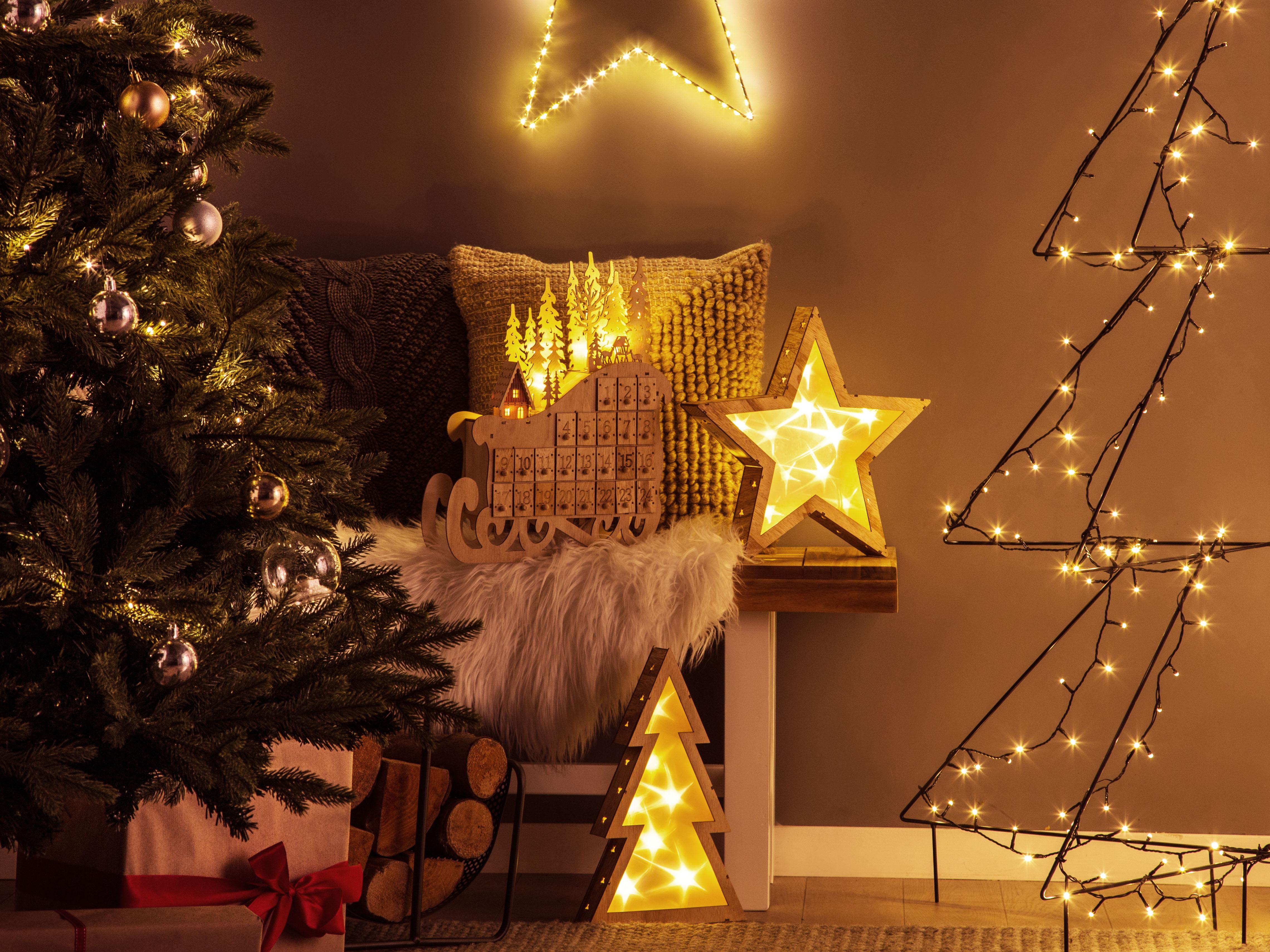 Kerstdecoratie LED IMPALA Adventskalender 40 cm Lichtbruin