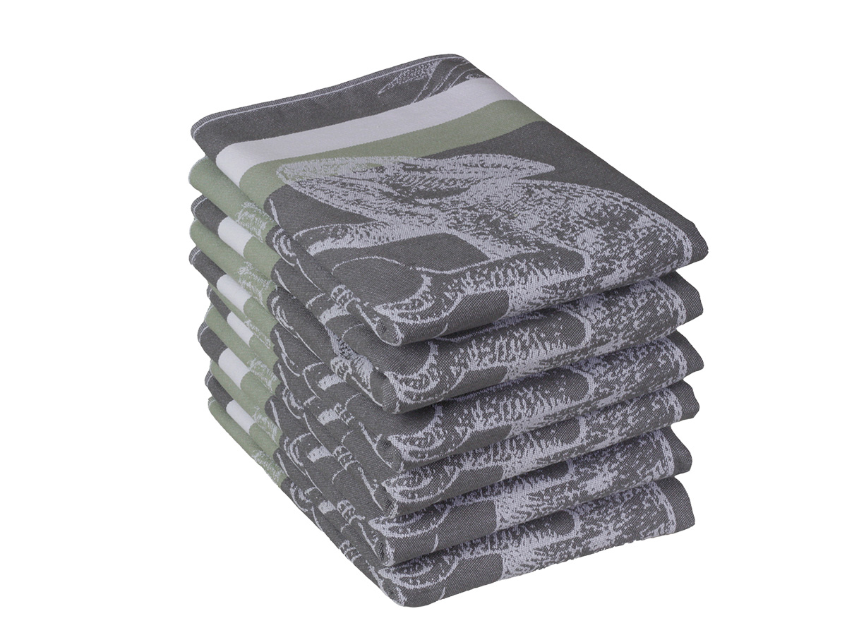 DoubleDry Jungle 50 x 70 cm set van 6 theedoeken - Grey