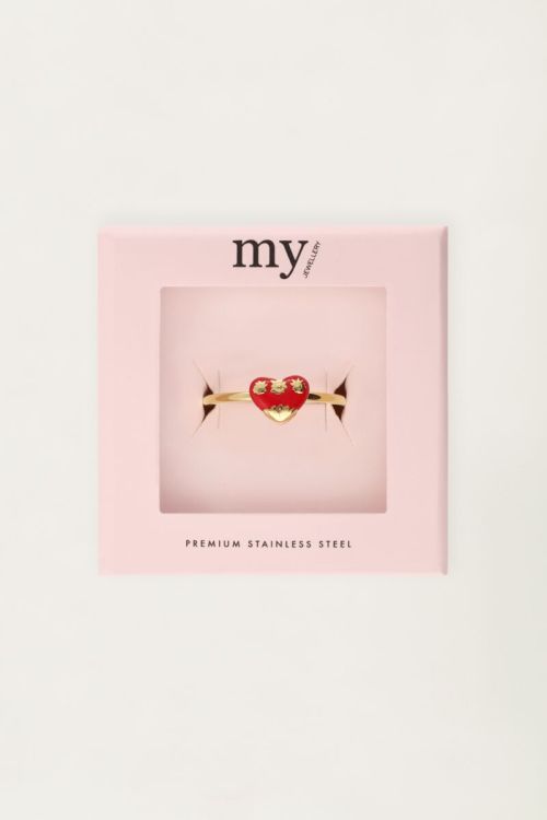 Ring met rood vintage hart