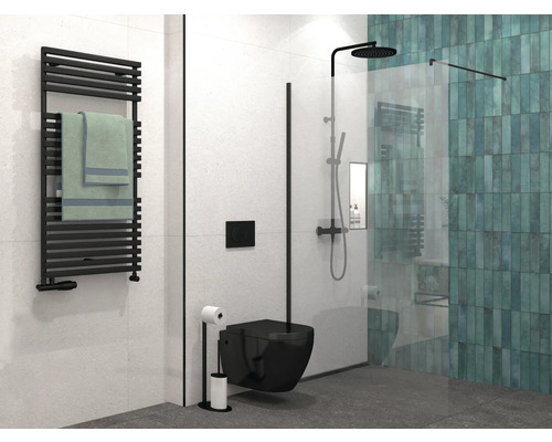 Jungborn Walk In SETTE 80 cm, profielkleur zwart, helder glas met vuilafstotende glascoating