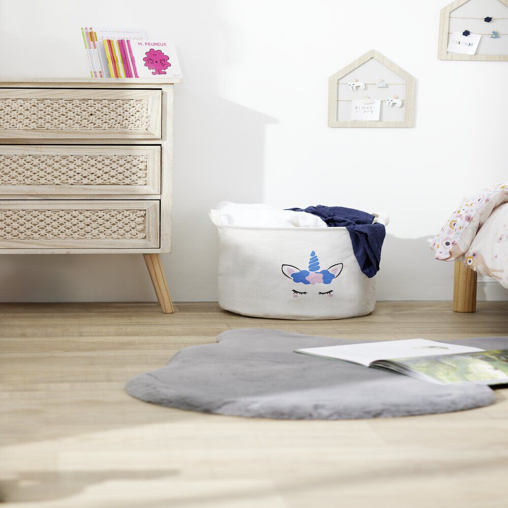 Panière à linge licorne en toile Ø30xH25cm