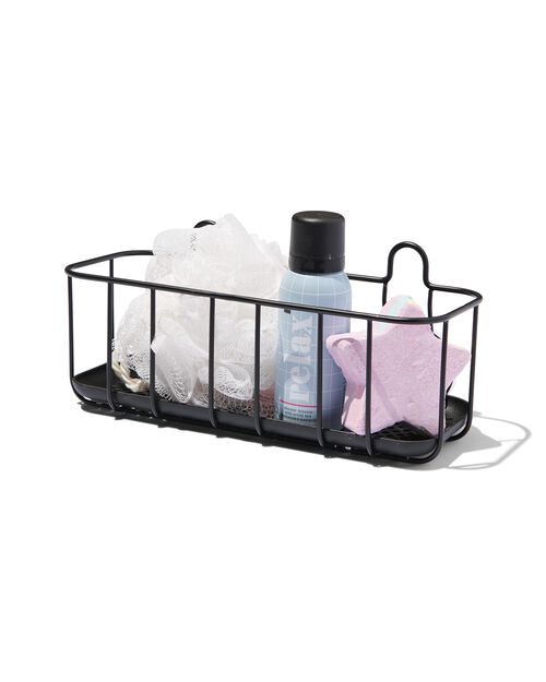 panier pour la douche avec ventouses noir