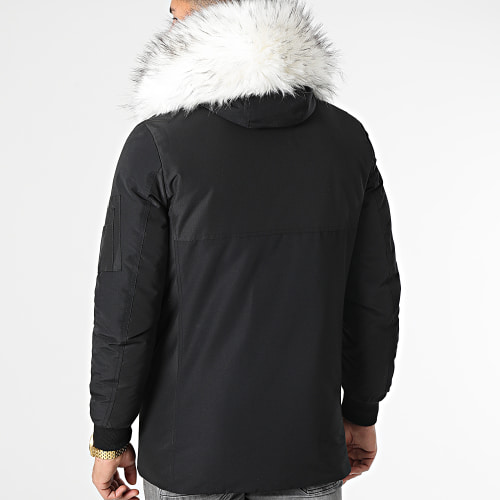Parka Tech Premium Avec Fourrure Blanche 0024 Noir