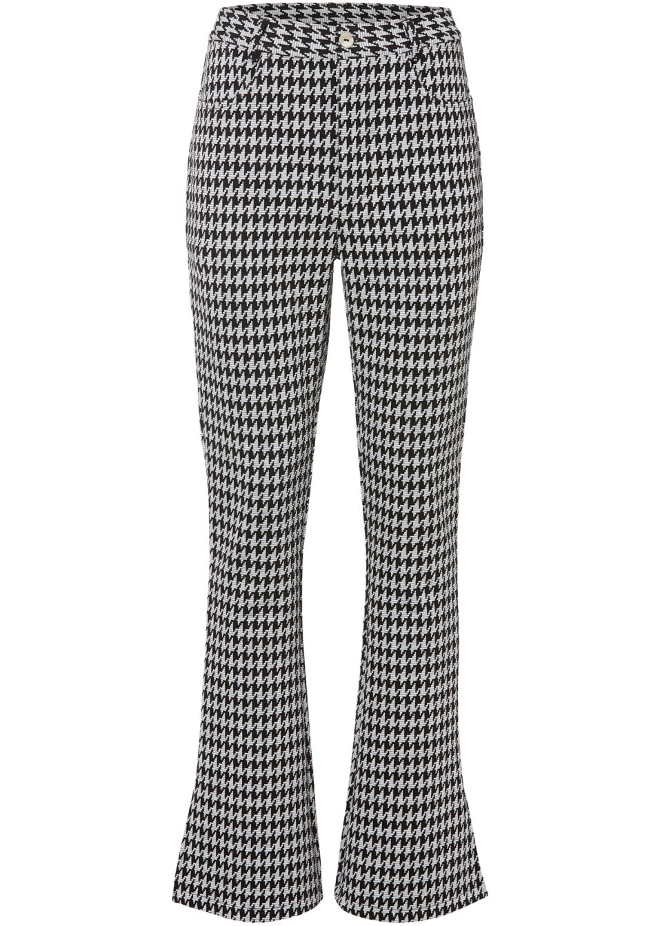 Pantalon jacquard avec fente et motif pied-de-coq