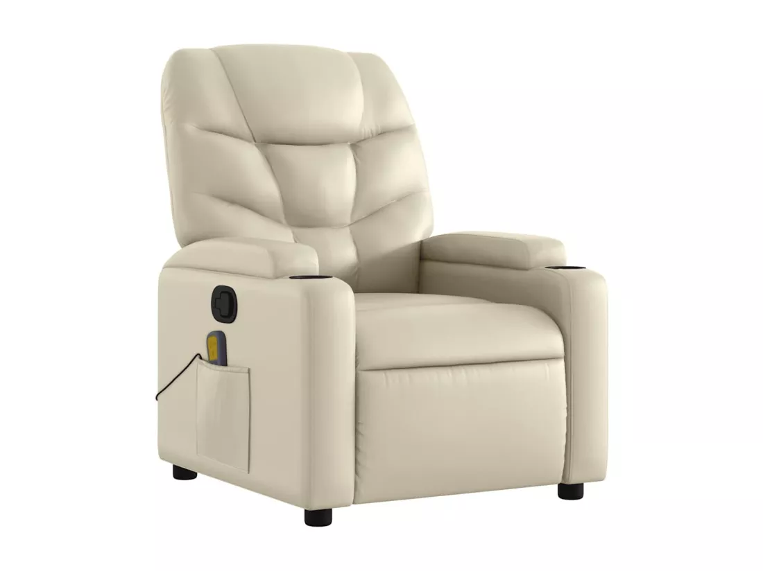 Fauteuil inclinable de massage Crème Similicuir