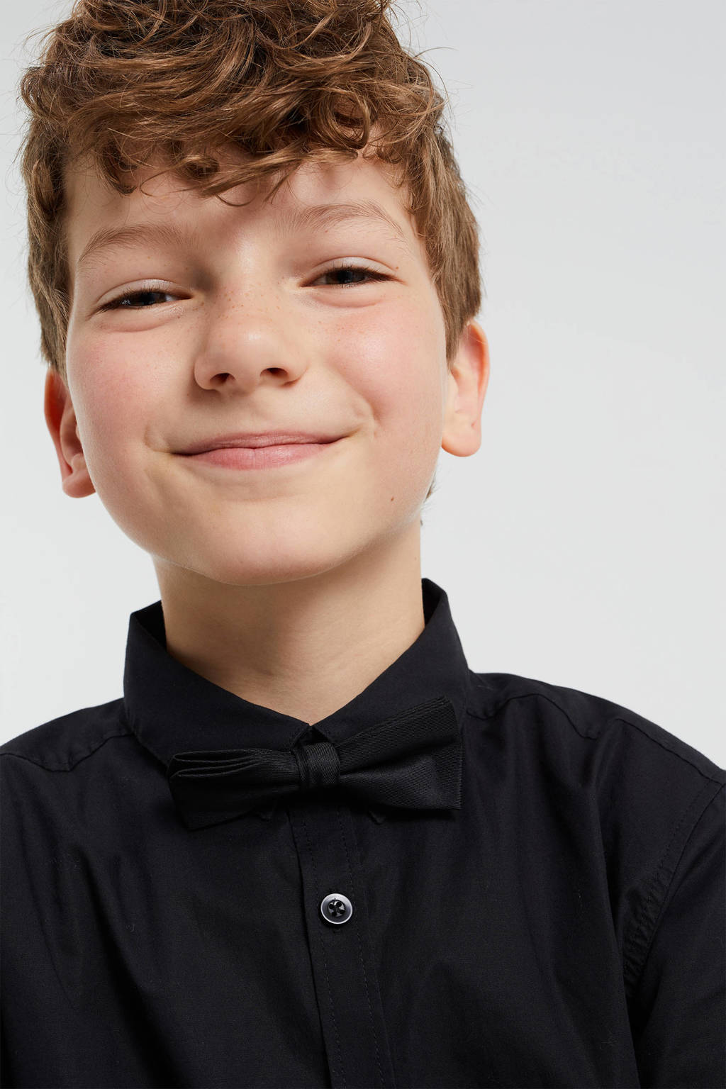WE Fashion overhemd + vlinderstrikje zwart