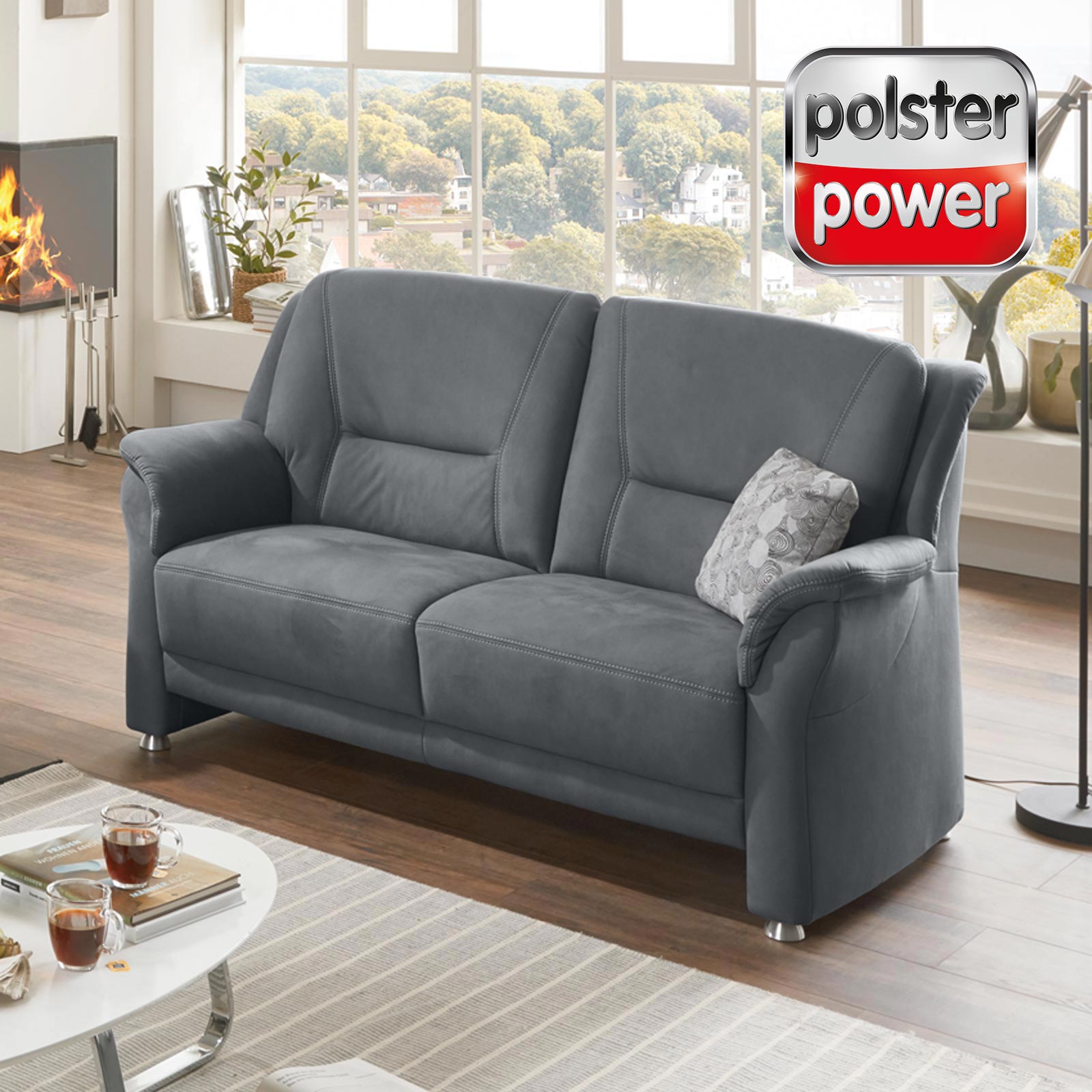 polsterpower 2,5-Sitzer-Sofa - denim - Microfaser
