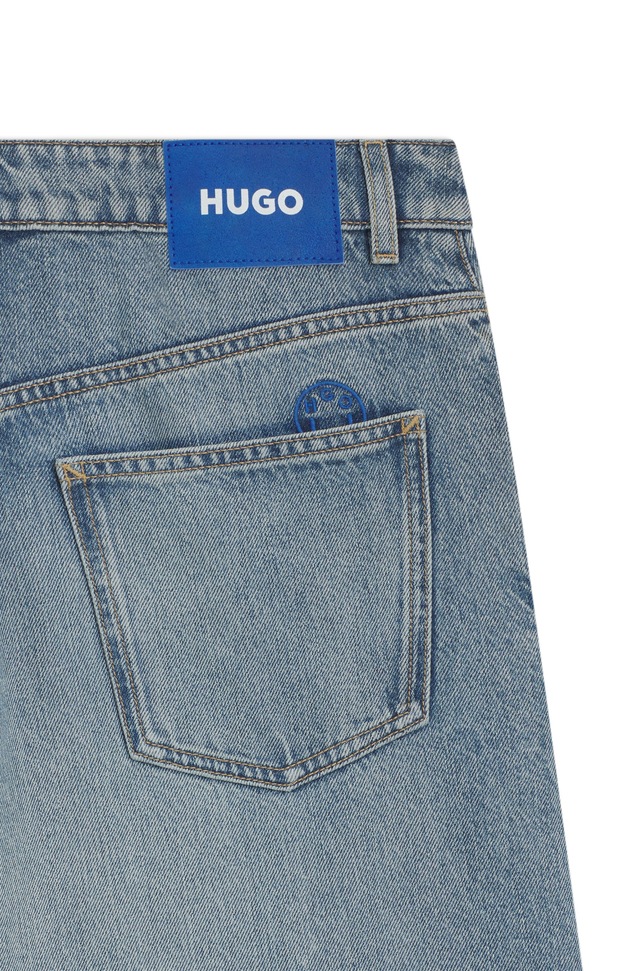 HUGO Blue Weite Jeans »Gobana«, Baggy Jeans mit Kordelzug zum Binden