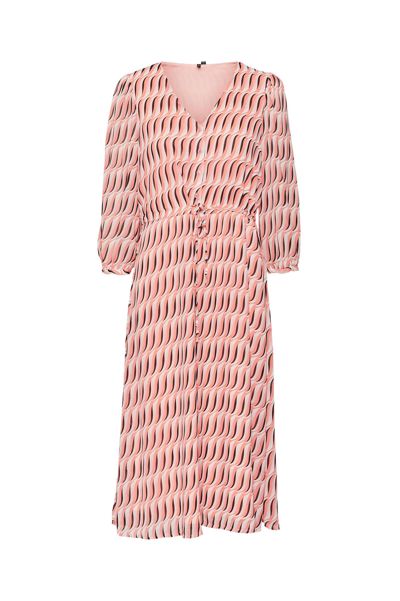 Vestido midi com decote em V - Vermelho