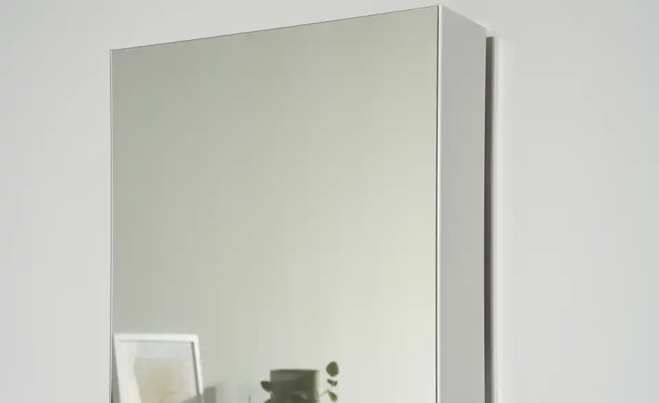 Schuh- und Mehrzweckschrank Santarem Weiß Spiegelfront (Kristall)
