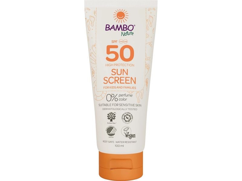 Bambo Nature Sonnencreme Nature ohne Parfum 100 ml Sonnenschutz für Kinder mit Lichtschutzfaktor 50