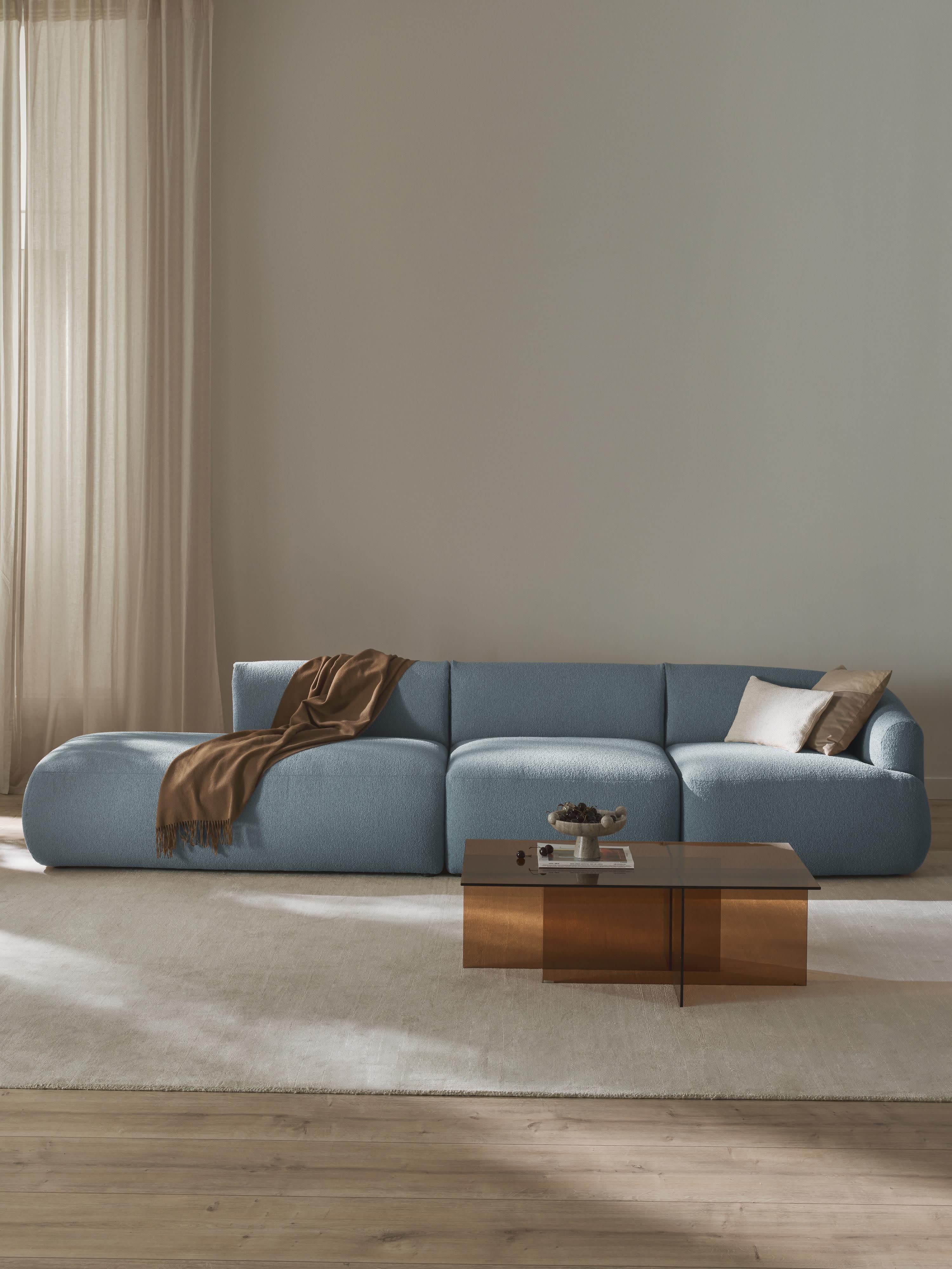 Modulaire XL chaise longue Sofia van bouclé stof