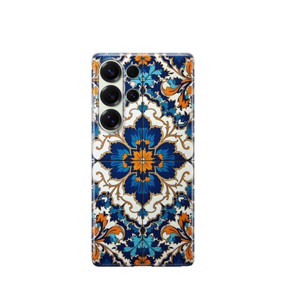 Samsung Galaxy S25 Ultra Gummi Hülle Majolika Royale - Blau