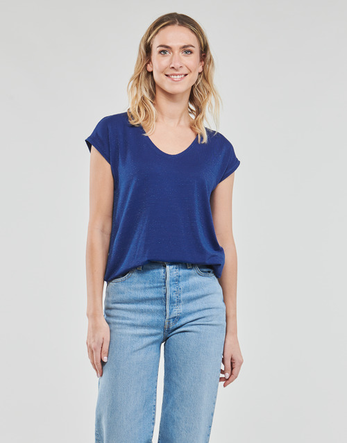 Pieces - PCBILLO TEE LUREX STRIPES - Bleu