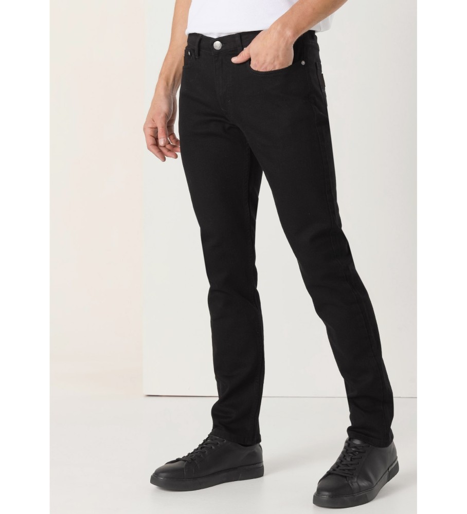 Calça jeans Lois Slim de cintura média preta